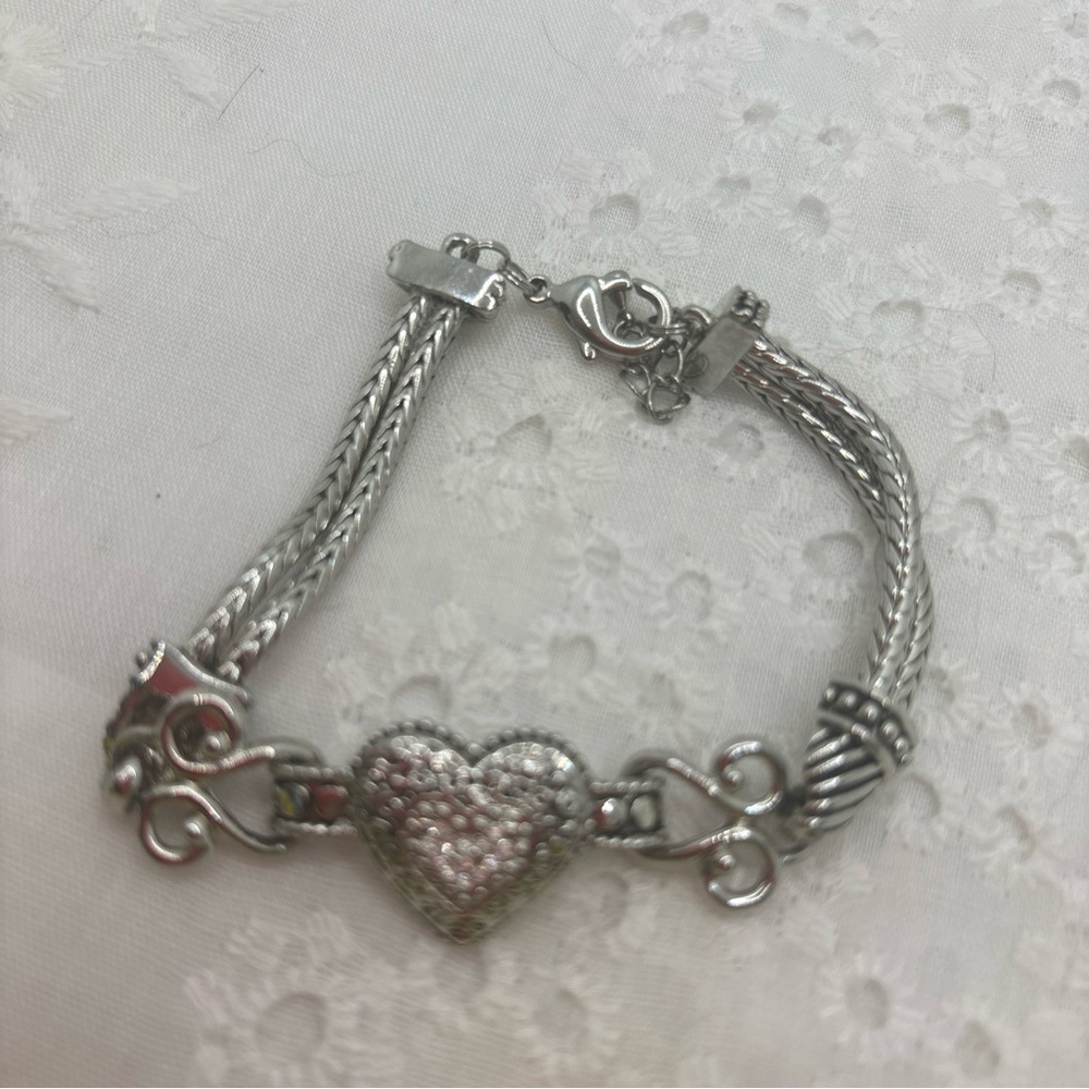 Lia Sophia Silver Heart Love Dust Pavé Bracelet - Picture 2 of 6